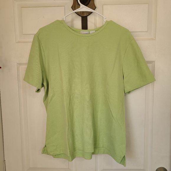 (446) Sonoma Woman's Short Sleeve Crewneck Blouse, Size: XL Color: Green - Picture 1 of 13